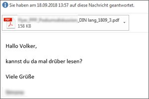 E-Mail mit Auftrag zum Korrekturlesen